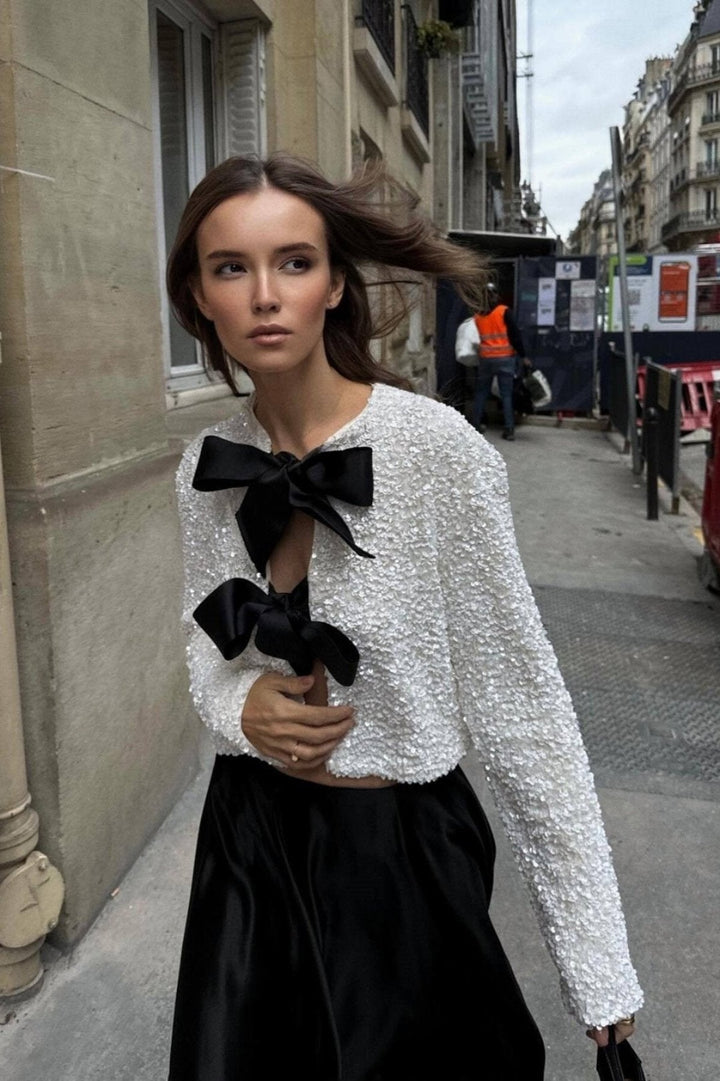 Denby | Chic Bow Detail Tweed Blouse