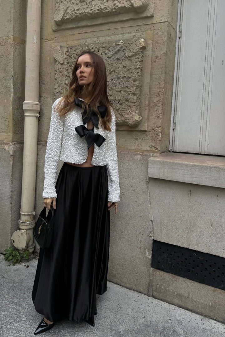 Denby | Chic Bow Detail Tweed Blouse