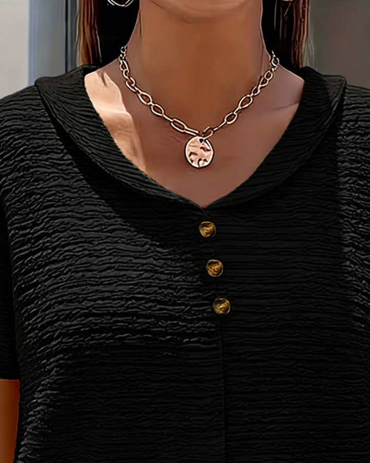 Barbara | Collar Tee with Buttons