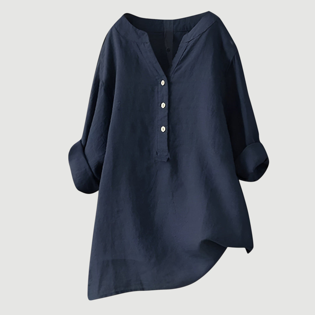 Jonquil | Relaxed Linen Henley Blouse