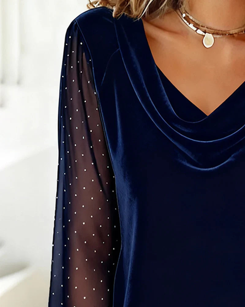 Emmerson | Draped Mesh Sleeve Evening Top