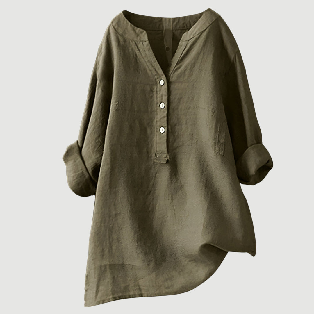 Jonquil | Relaxed Linen Henley Blouse