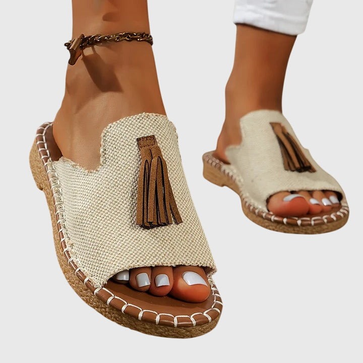 Nathalie | Boho Pompon Sandals