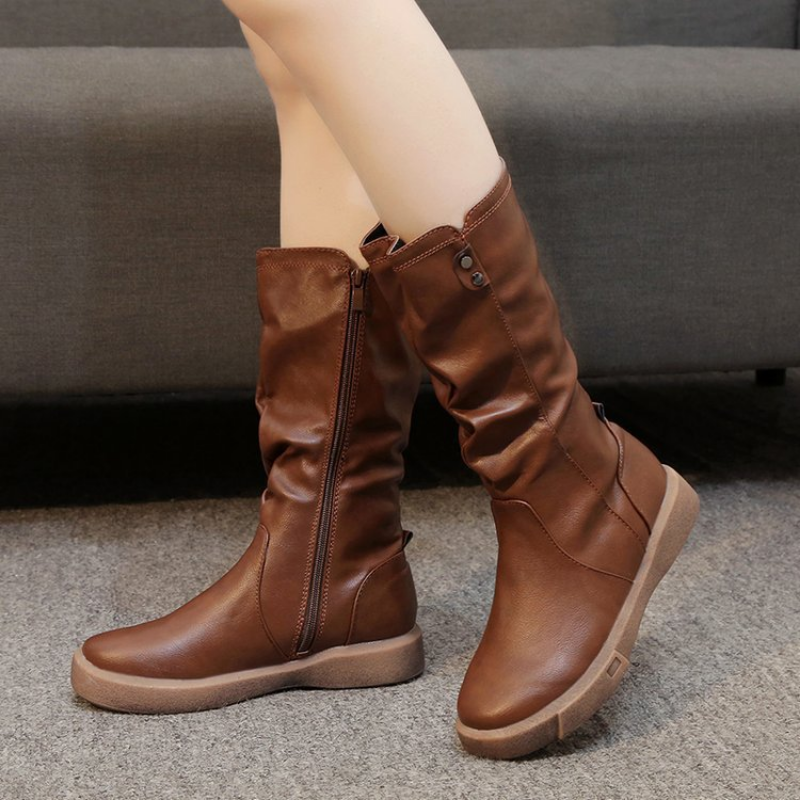 Thea | Waterproof Vegan Leather Boots with Zipper