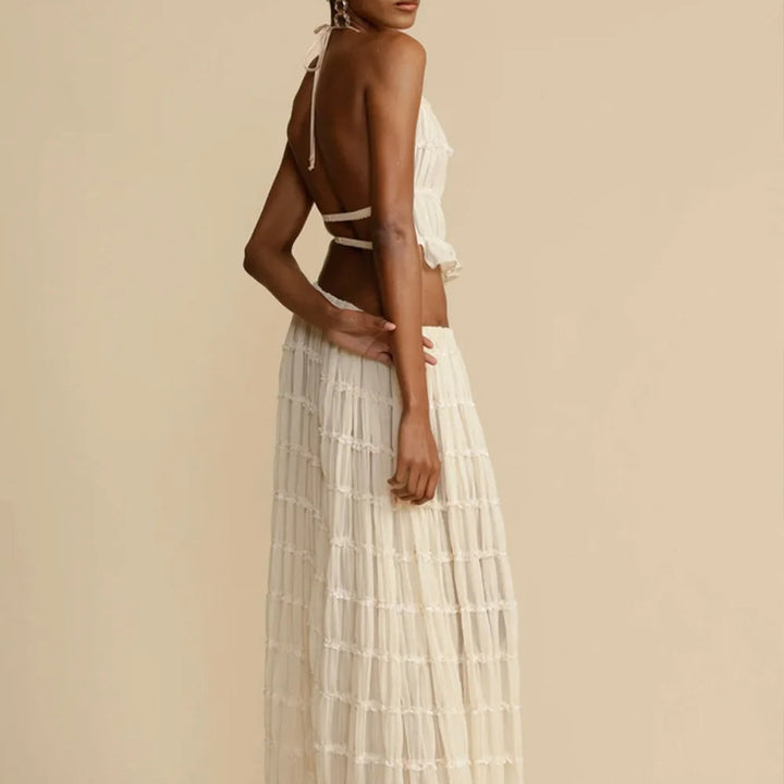 Isla | Lace-Up Maxi Halter Two-Piece Set