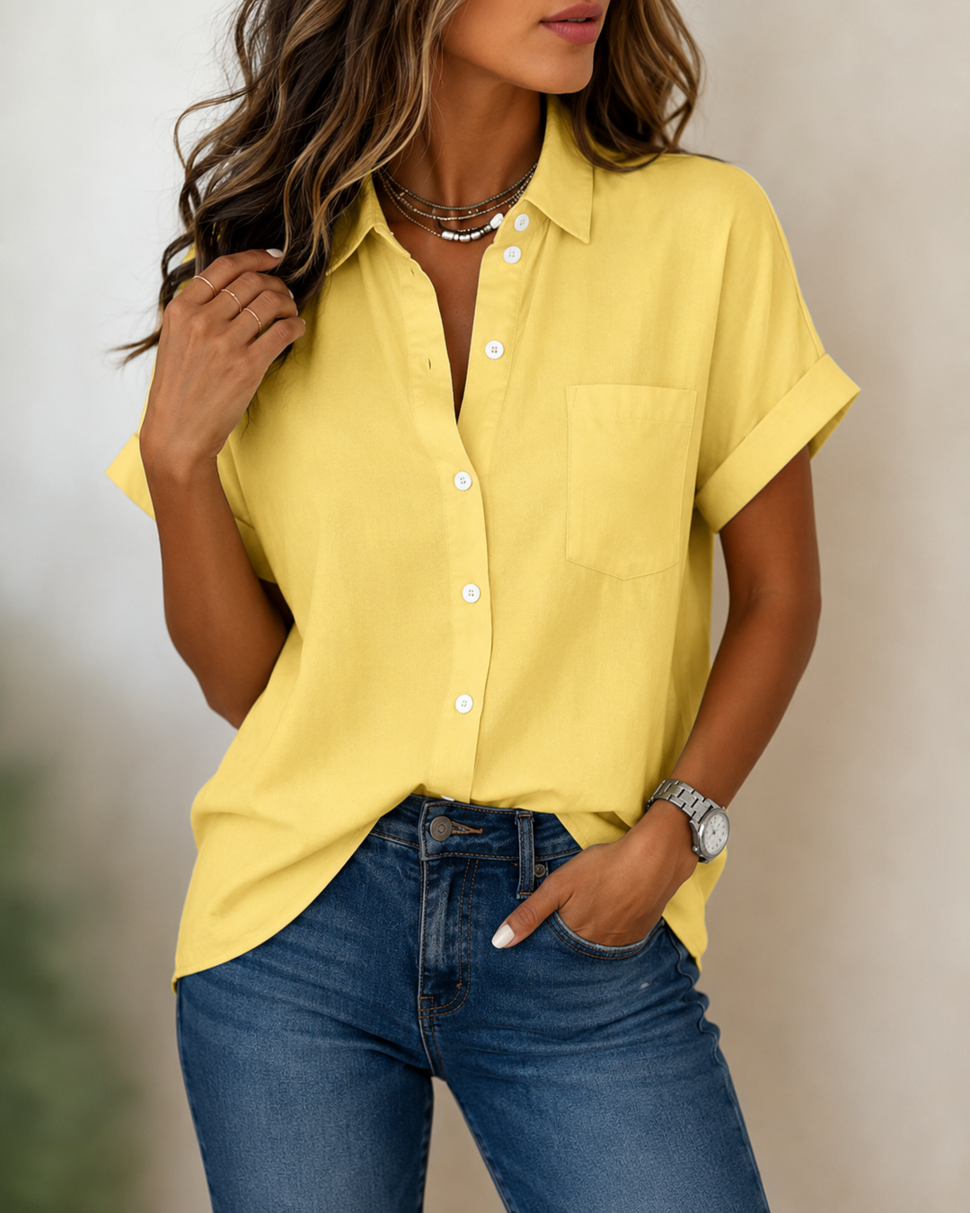 Lucinda | Camp Collar Cotton Shirt
