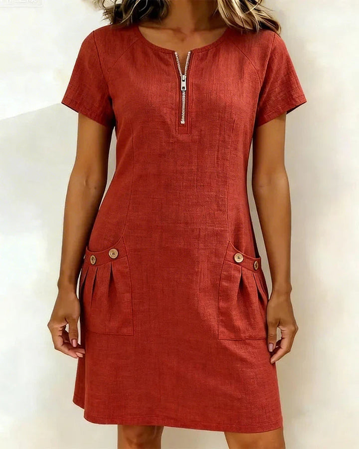Calliope | Easy Linen Zip Neck Top