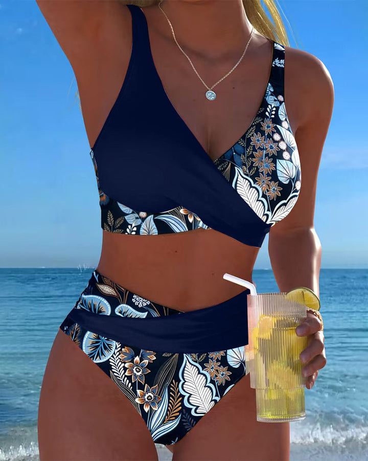 Nina | Contrast-Colour Floral Bikini