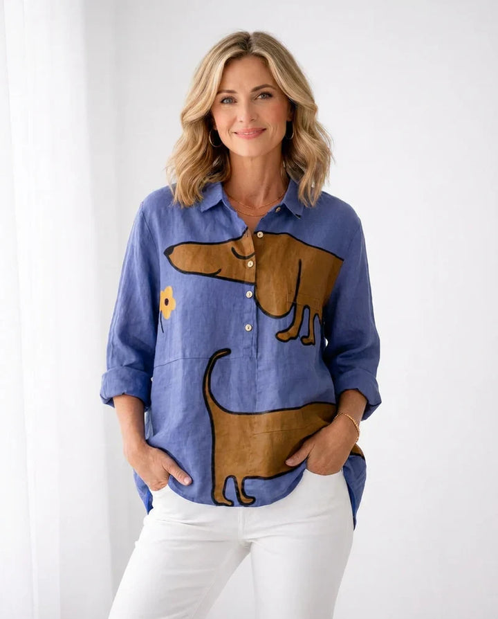 Candela | Oversized Dachshund Print Shirt
