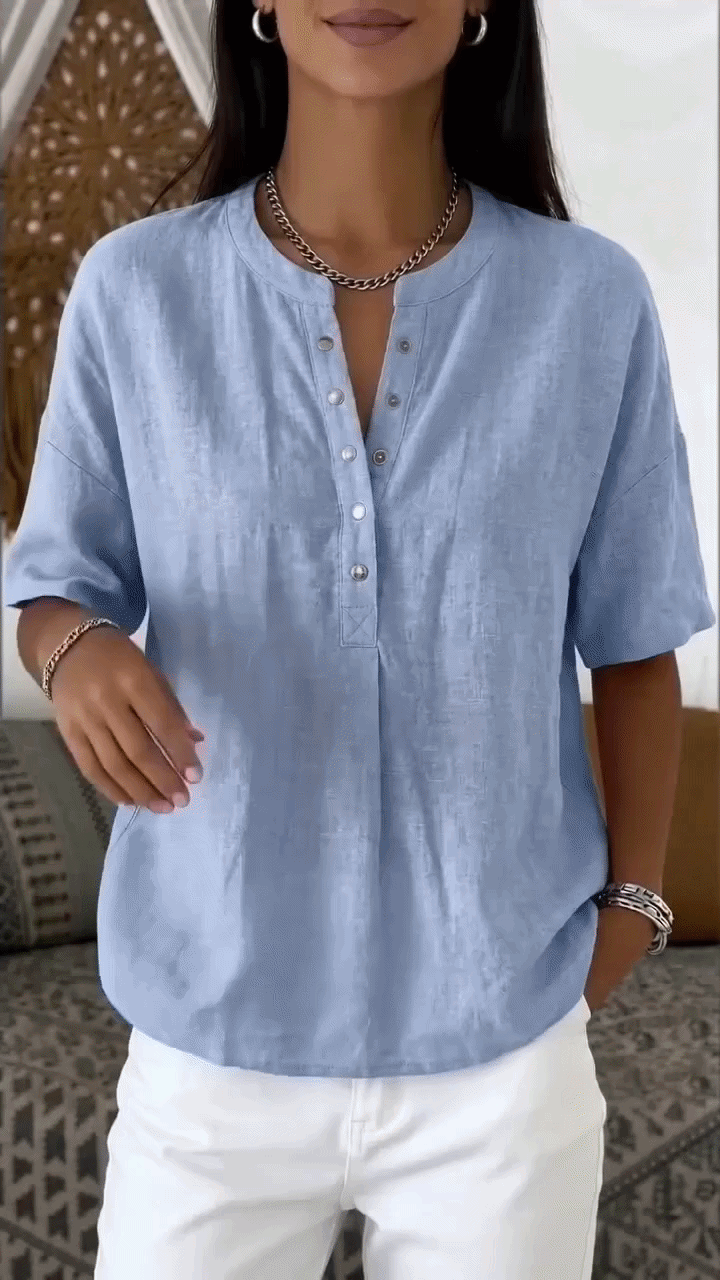 Ebony | Airy Linen Summer Blouse