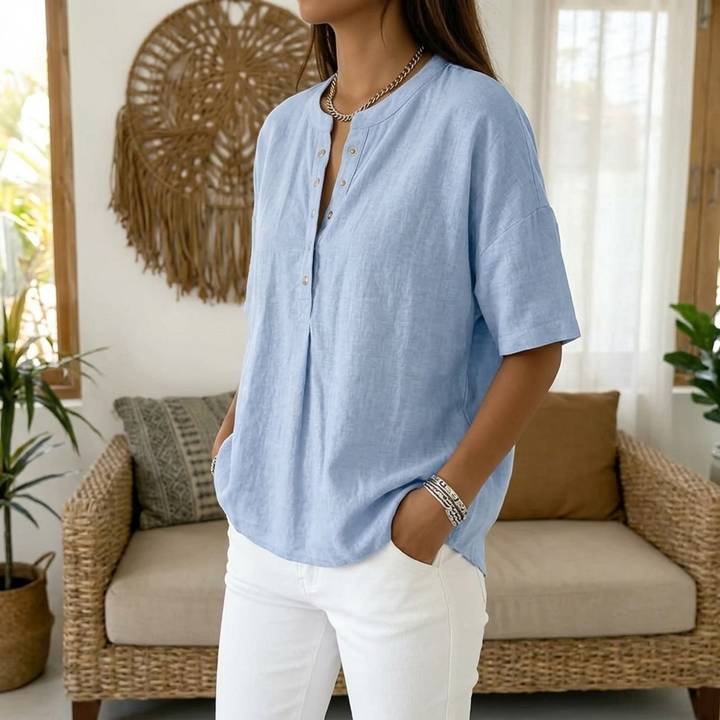 Ebony | Airy Linen Summer Blouse