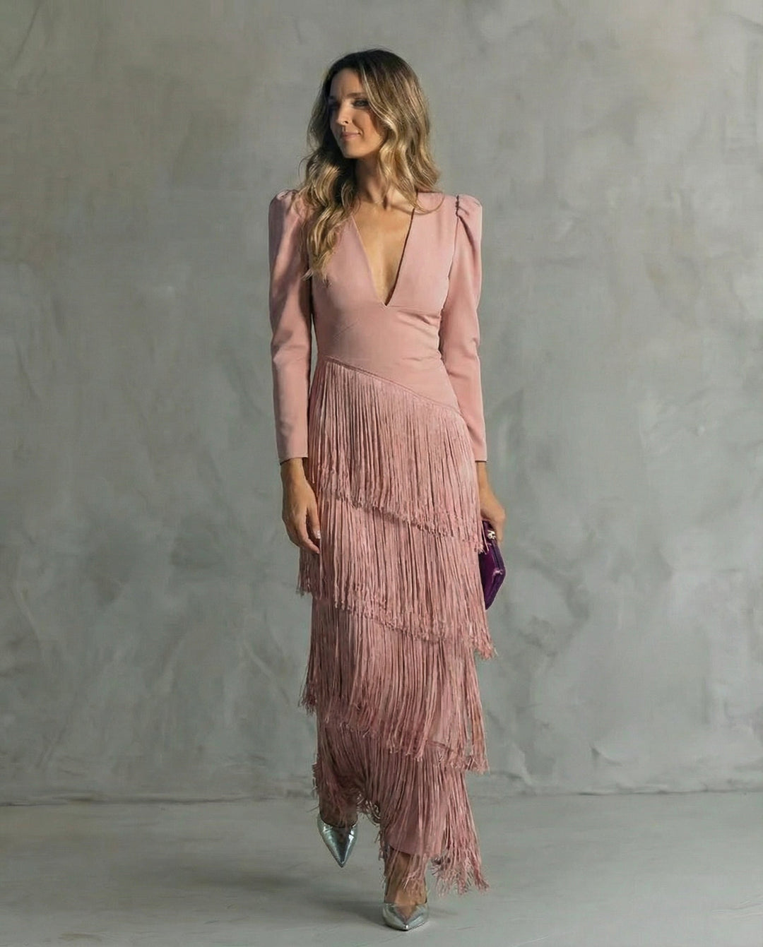 Ella | Elegant Dress with Fringe Sleeves