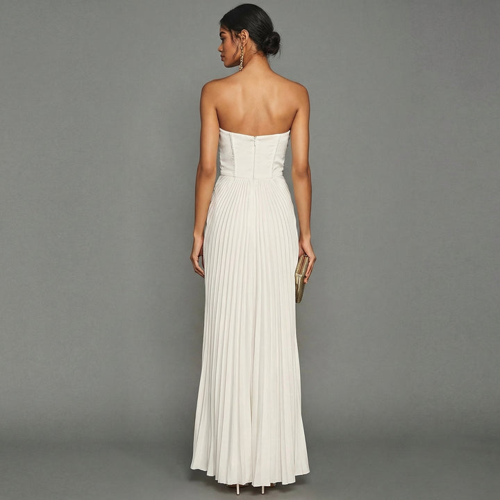 Celeste | Strapless Pleated Ceremony Midi Dress