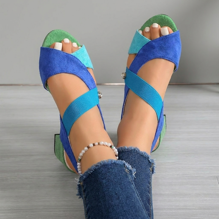 Colourful Cross-Strap Sandals