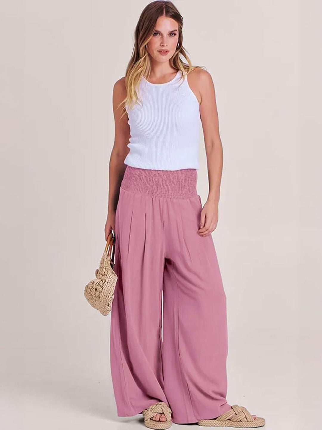 Sorrel | Soft Shirred Waist Wide Leg Pants