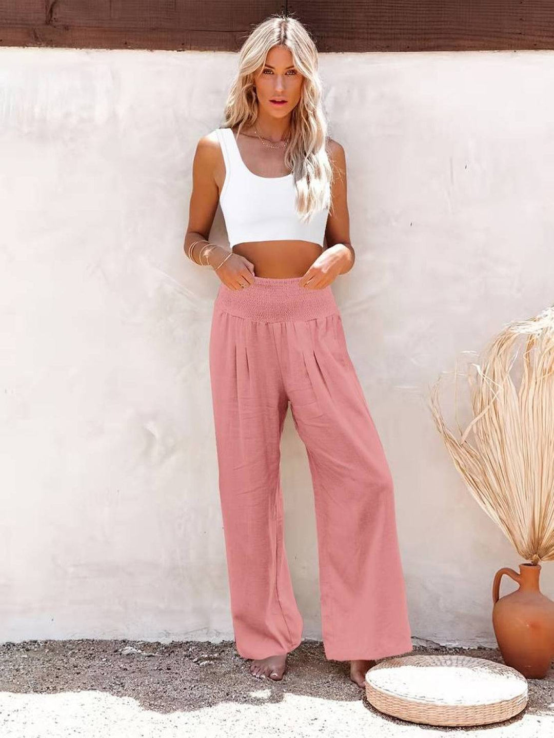 Sorrel | Soft Shirred Waist Wide Leg Pants