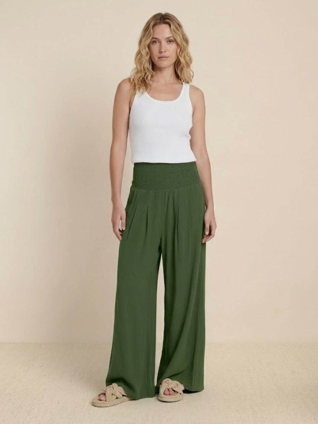 Sorrel | Soft Shirred Waist Wide Leg Pants