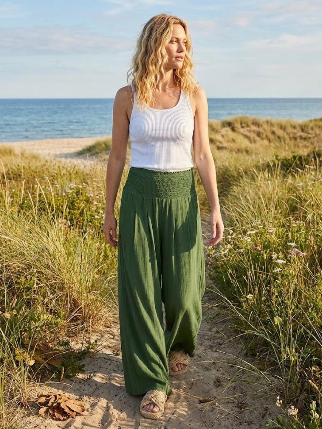 Sorrel | Soft Shirred Waist Wide Leg Pants