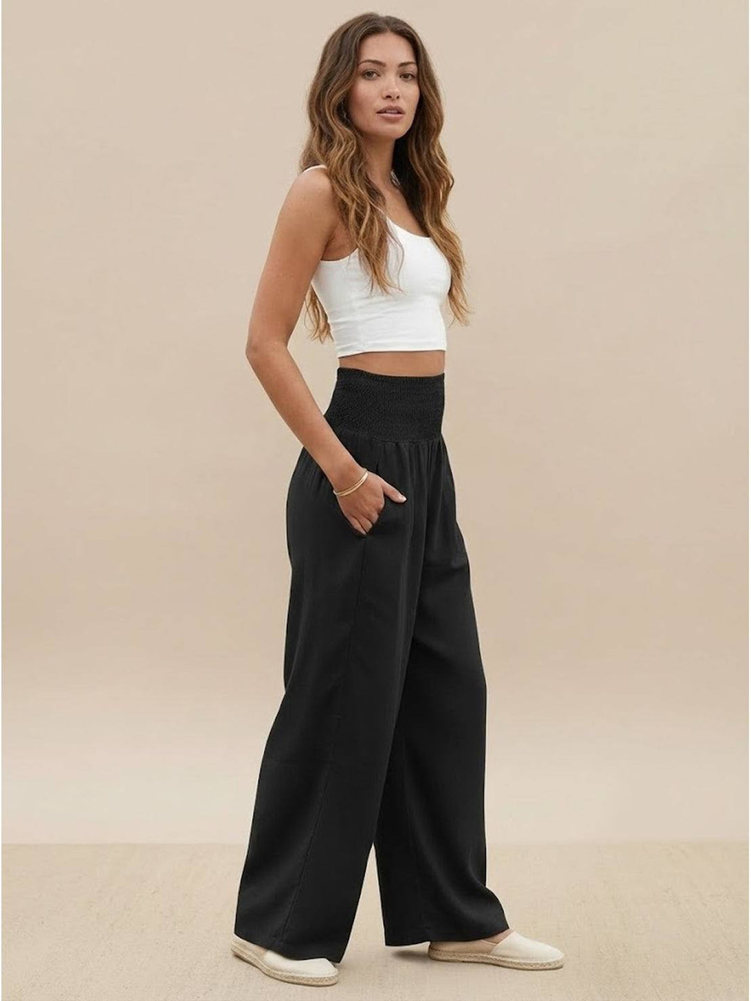 Sorrel | Soft Shirred Waist Wide Leg Pants