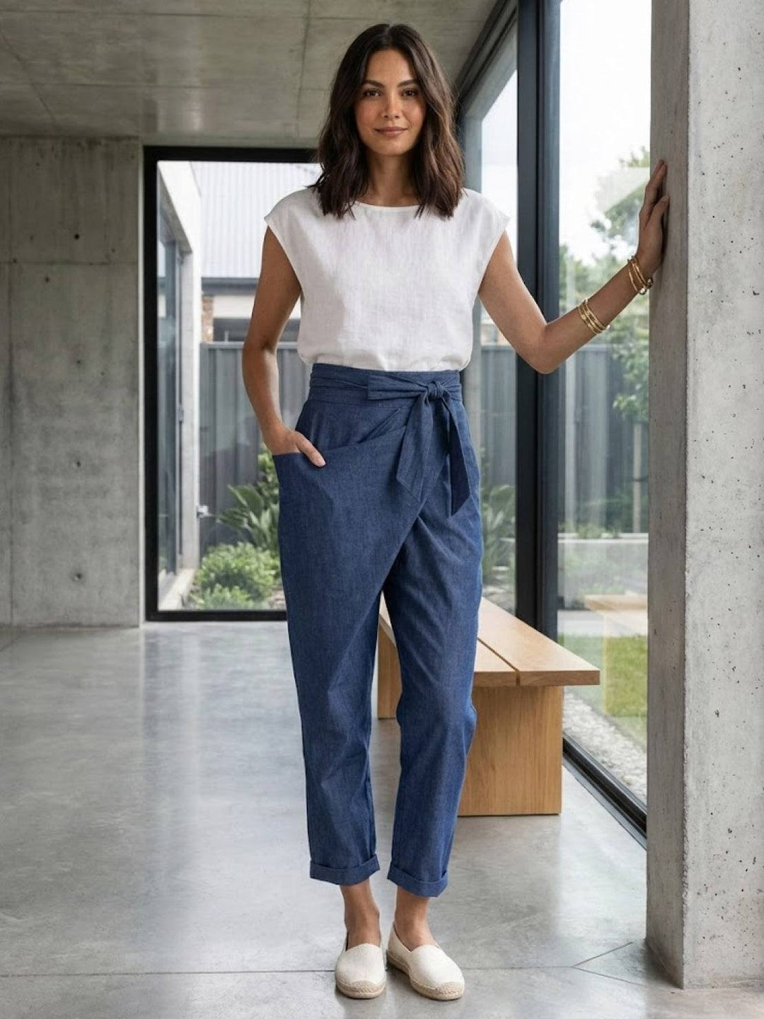 Vida | Sculpted High Waist Wrap Front Tapered Pants