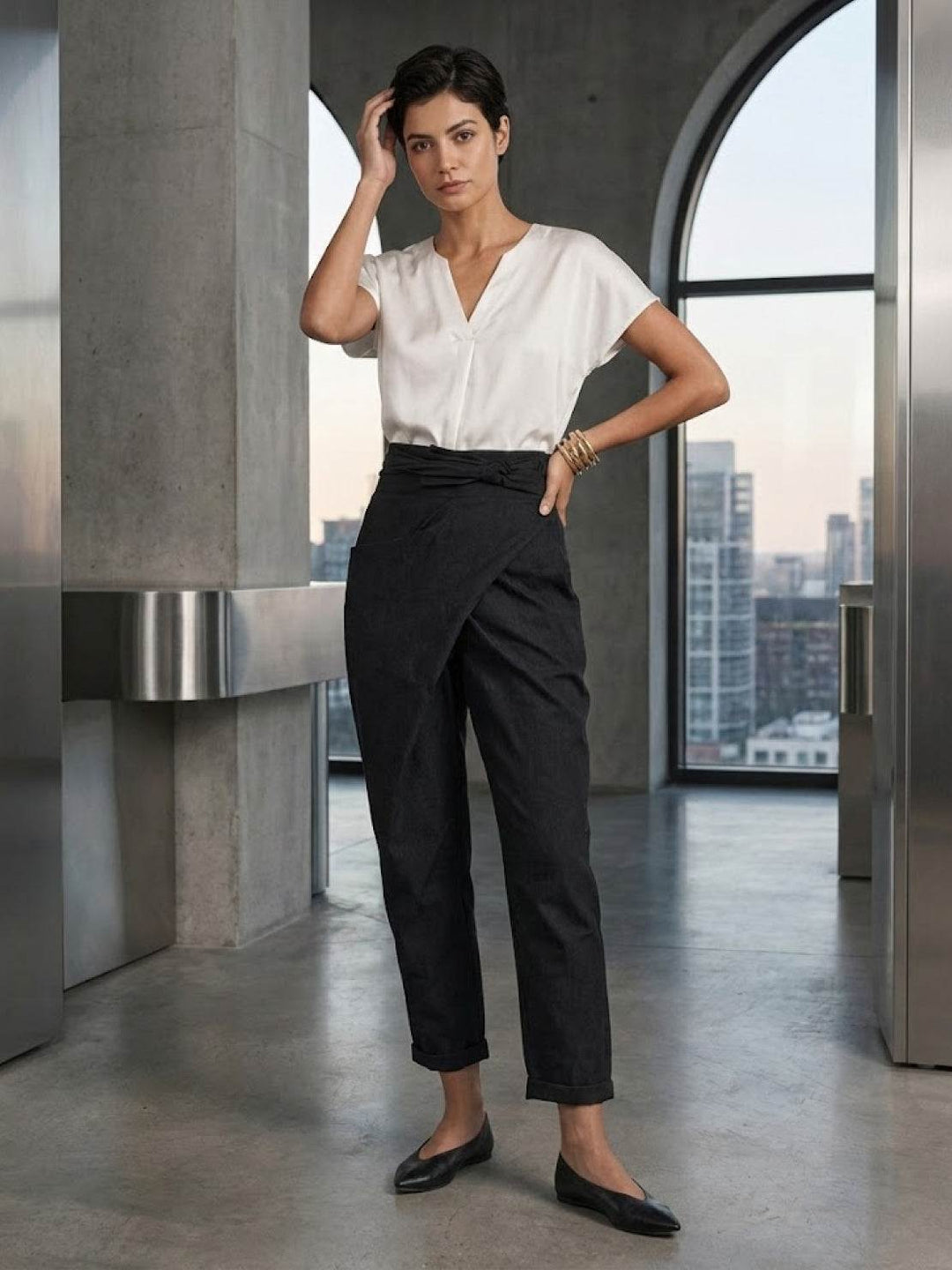 Vida | Sculpted High Waist Wrap Front Tapered Pants