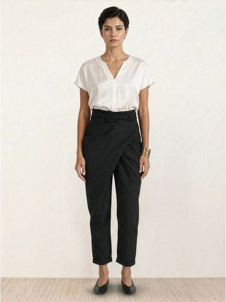 Vida | Sculpted High Waist Wrap Front Tapered Pants