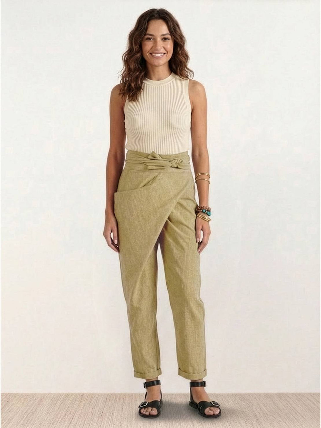 Vida | Sculpted High Waist Wrap Front Tapered Pants