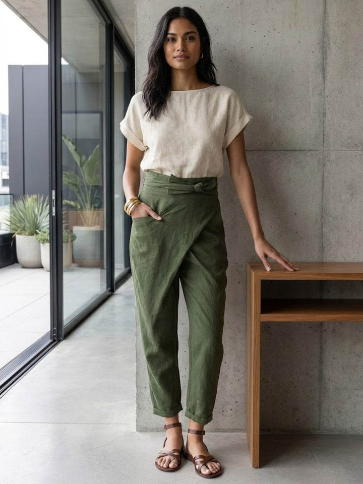 Vida | Sculpted High Waist Wrap Front Tapered Pants