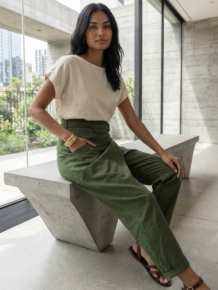 Vida | Sculpted High Waist Wrap Front Tapered Pants