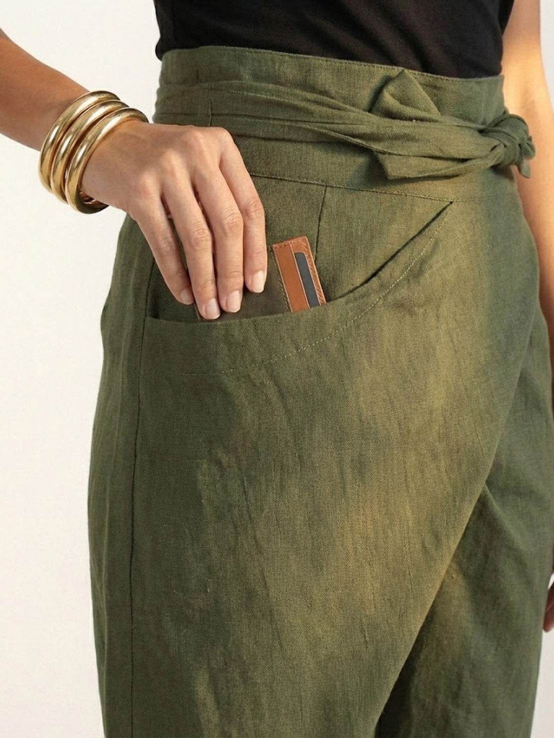 Vida | Sculpted High Waist Wrap Front Tapered Pants