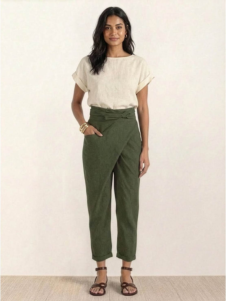 Vida | Sculpted High Waist Wrap Front Tapered Pants