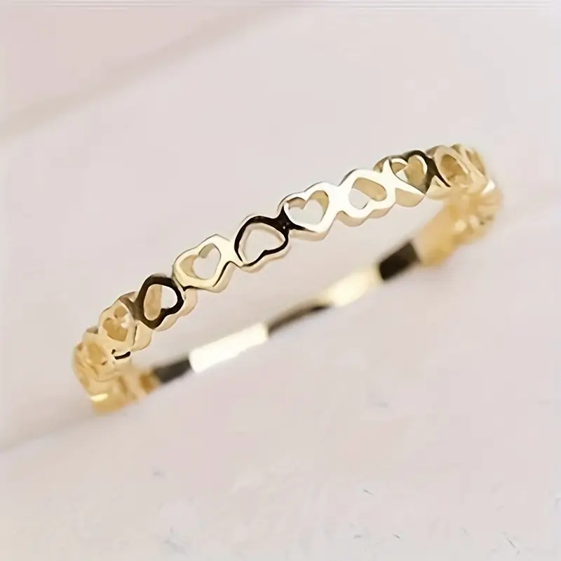 Gold Ring with Hearts