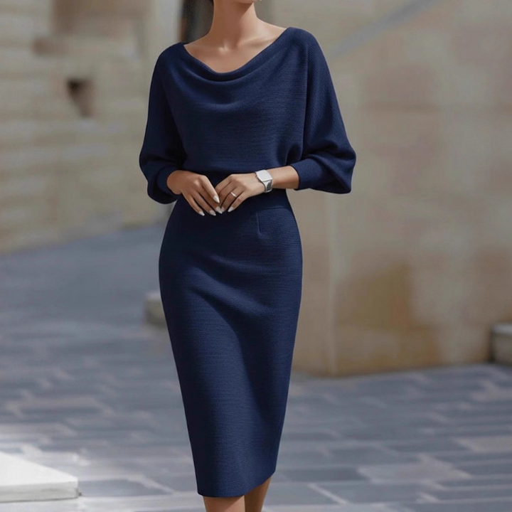 Bianca | Draped Bat-Sleeve Midi Dress