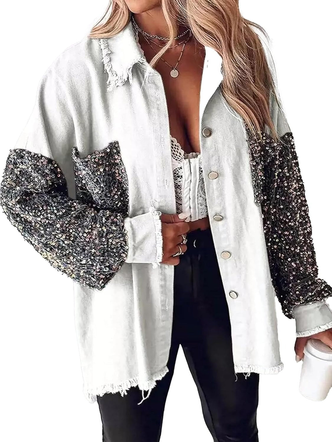 Oriel | Statement Oversized Sequin Denim Jacket