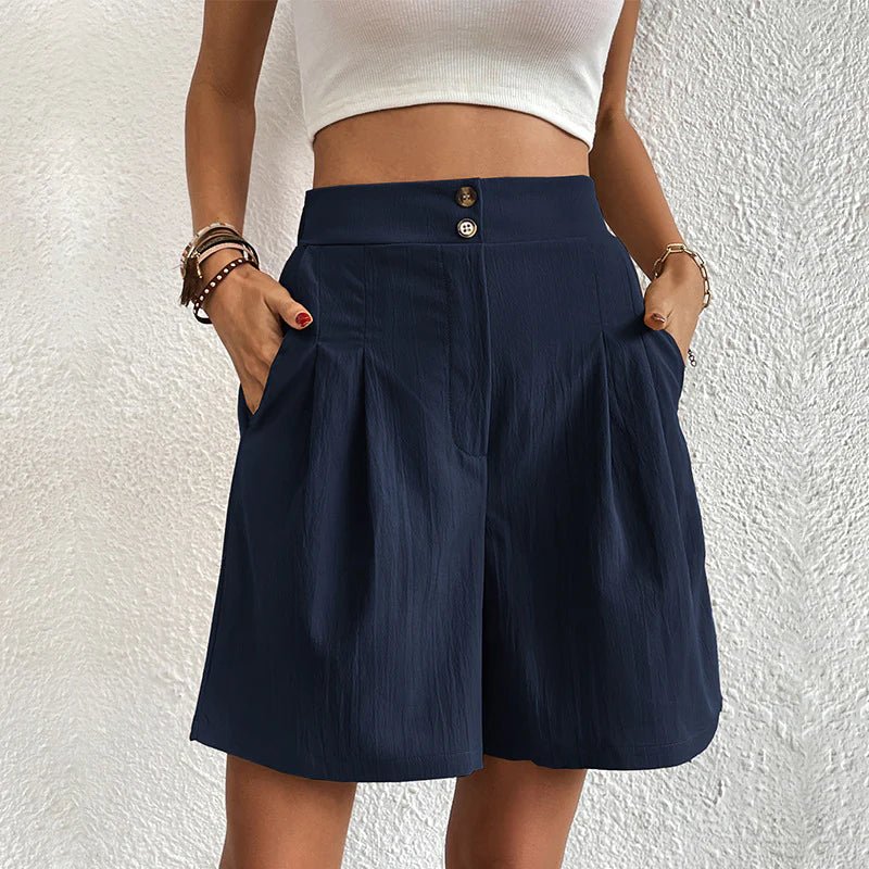 Glenda | Tailored High Waist Pleated Wide Leg Shorts