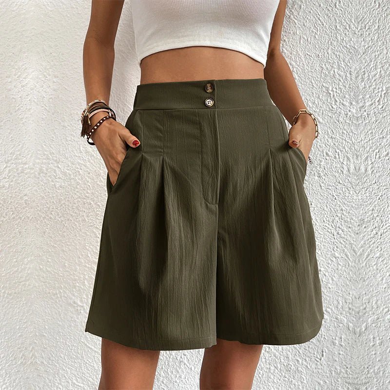 Glenda | Tailored High Waist Pleated Wide Leg Shorts