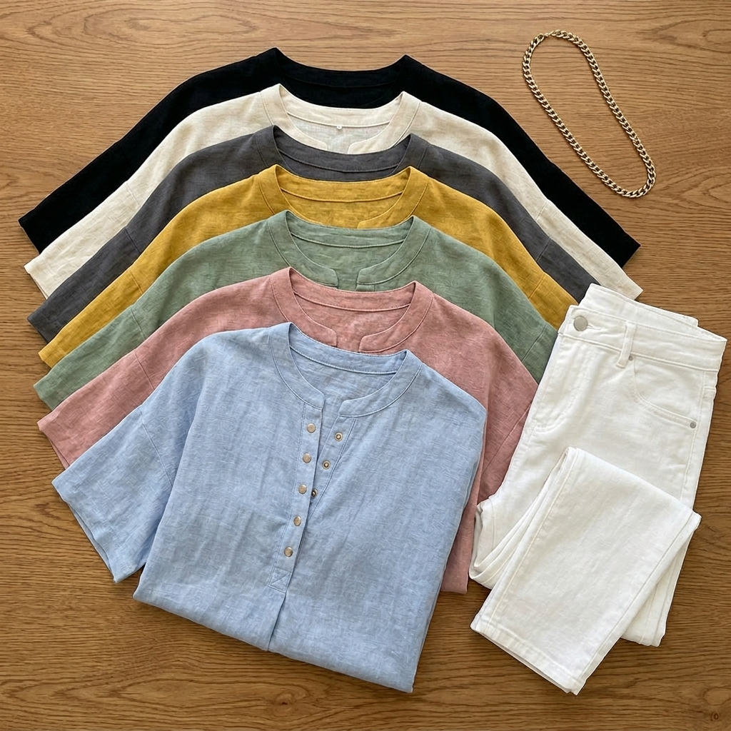 Ebony | Airy Linen Summer Blouse
