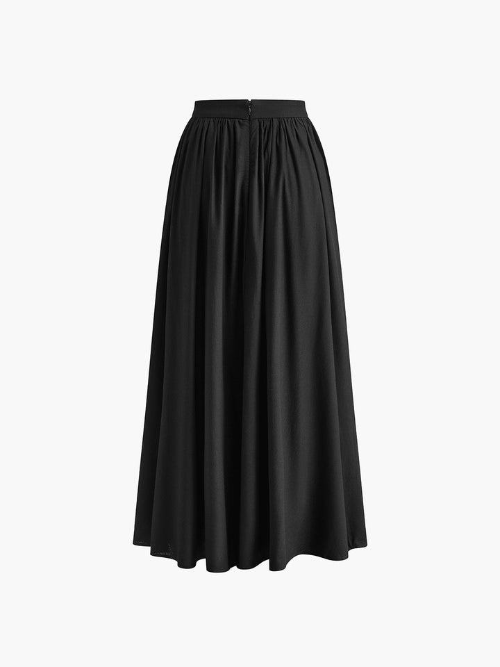 Edwina | Elegant High Waist Pleated Maxi Skirt