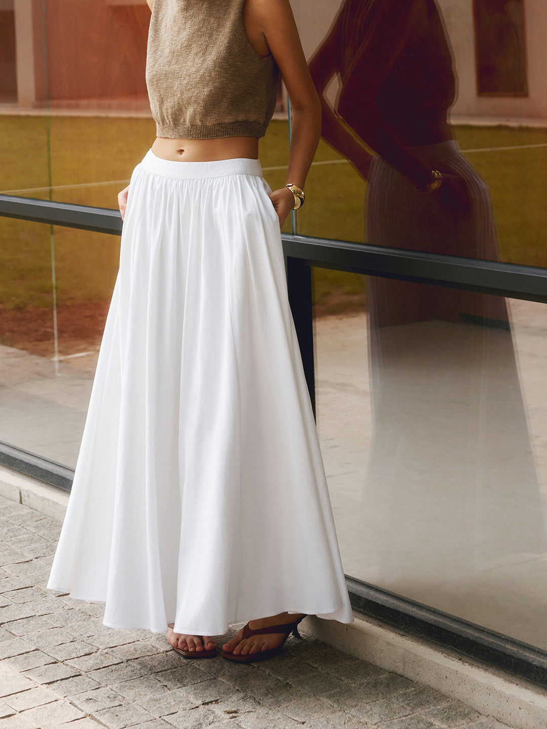 Edwina | Elegant High Waist Pleated Maxi Skirt