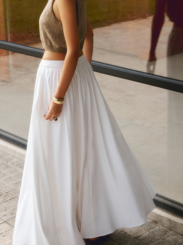Edwina | Elegant High Waist Pleated Maxi Skirt