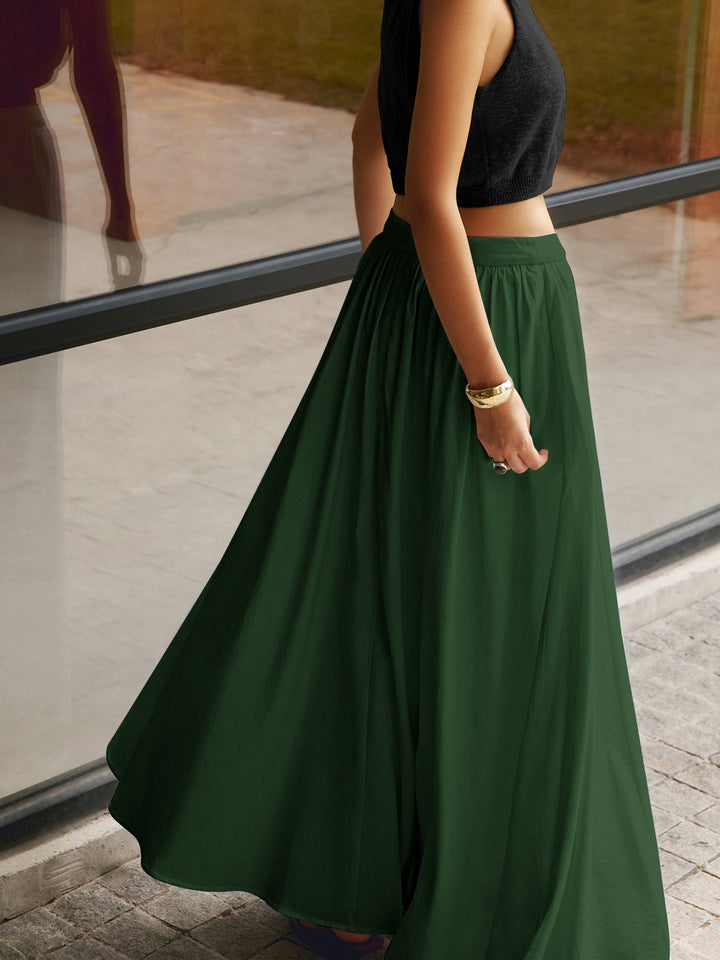 Edwina | Elegant High Waist Pleated Maxi Skirt