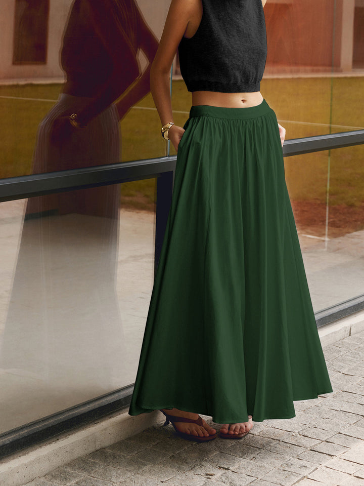 Edwina | Elegant High Waist Pleated Maxi Skirt