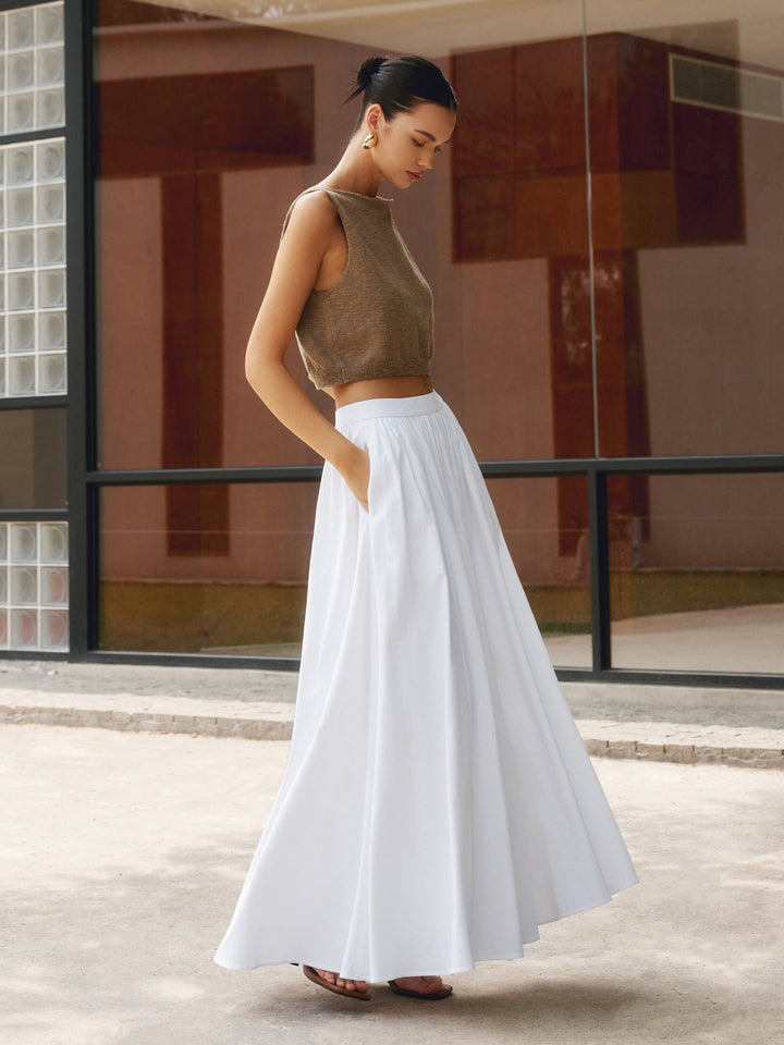 Edwina | Elegant High Waist Pleated Maxi Skirt