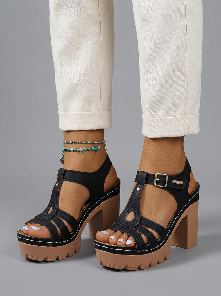 Tayla | Elegant Platform Block Heel Wedge Sandals