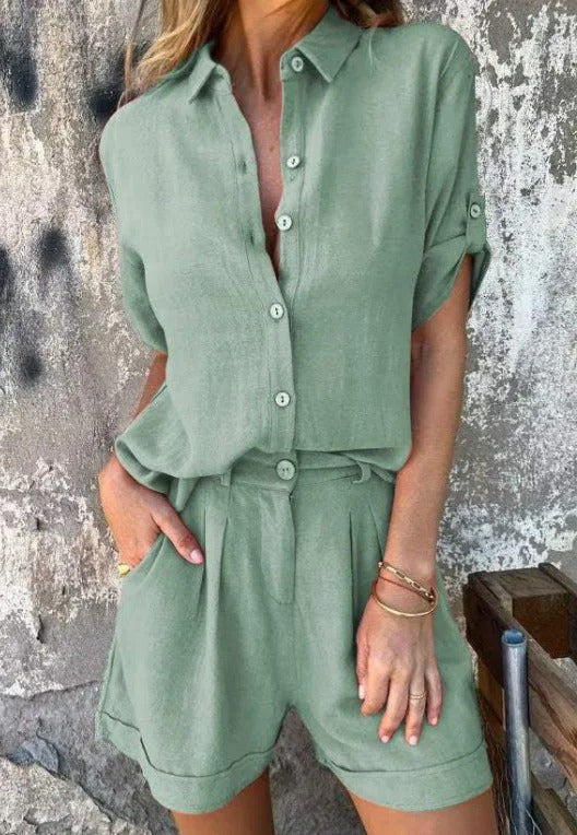Cilla | Matching Linen Shorts and Shirt Set