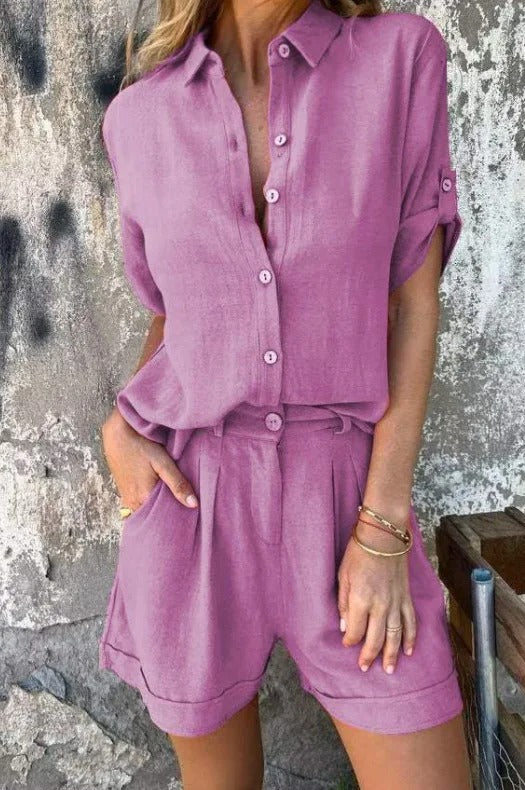 Cilla | Matching Linen Shorts and Shirt Set