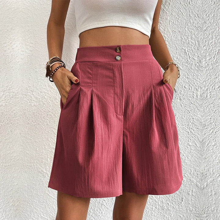 Glenda | Tailored High Waist Pleated Wide Leg Shorts
