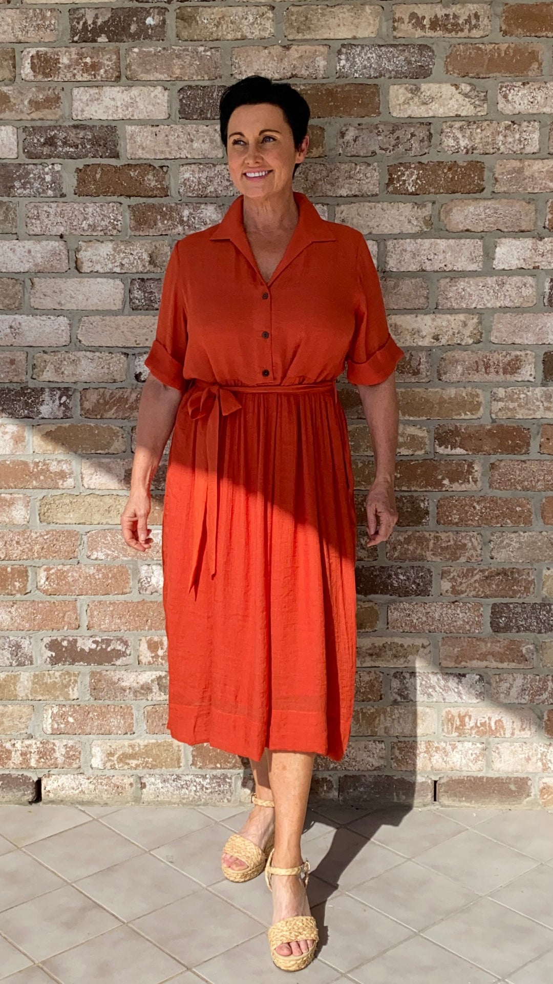 Olive | Rust Tone Midi Dress
