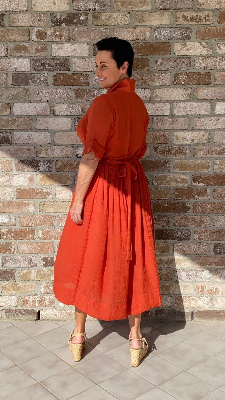 Olive | Rust Tone Midi Dress