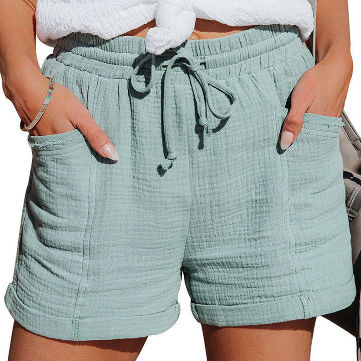 Kerry | Crinkle Cotton Summer Shorts with Drawstring